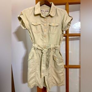 American Rag khaki color button down dress with belt Size M